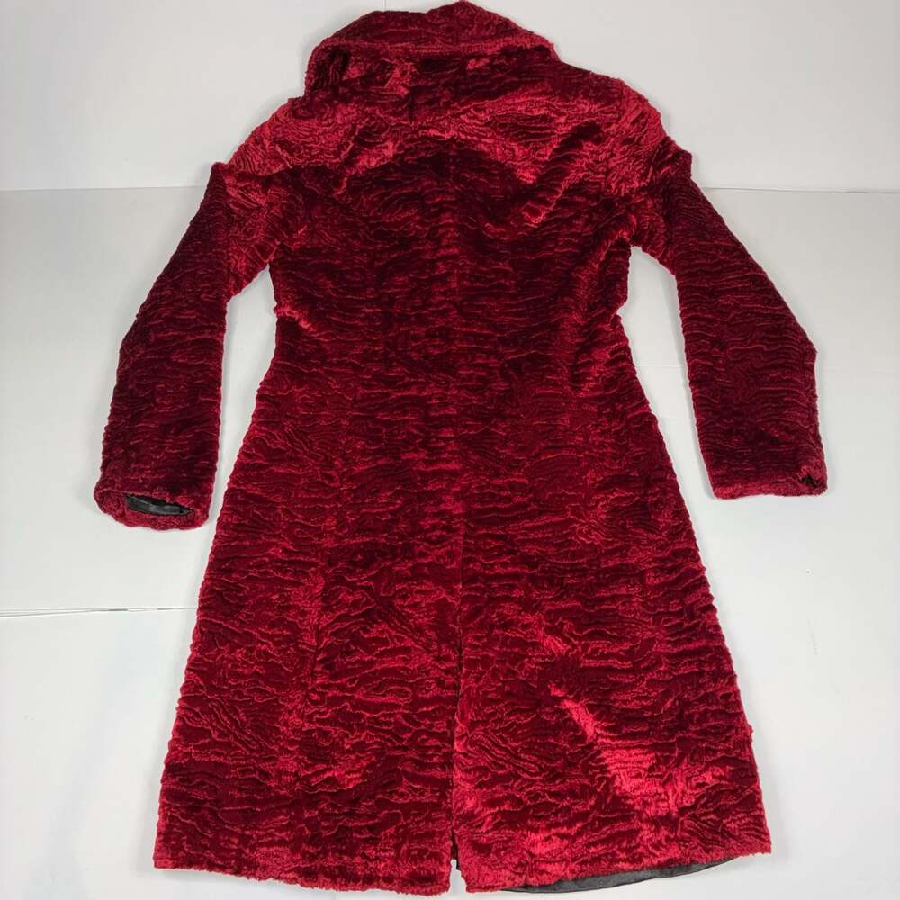 bebe Women's Red Faux Fur Textured Long Coat Size XS - Picture 5 of 8